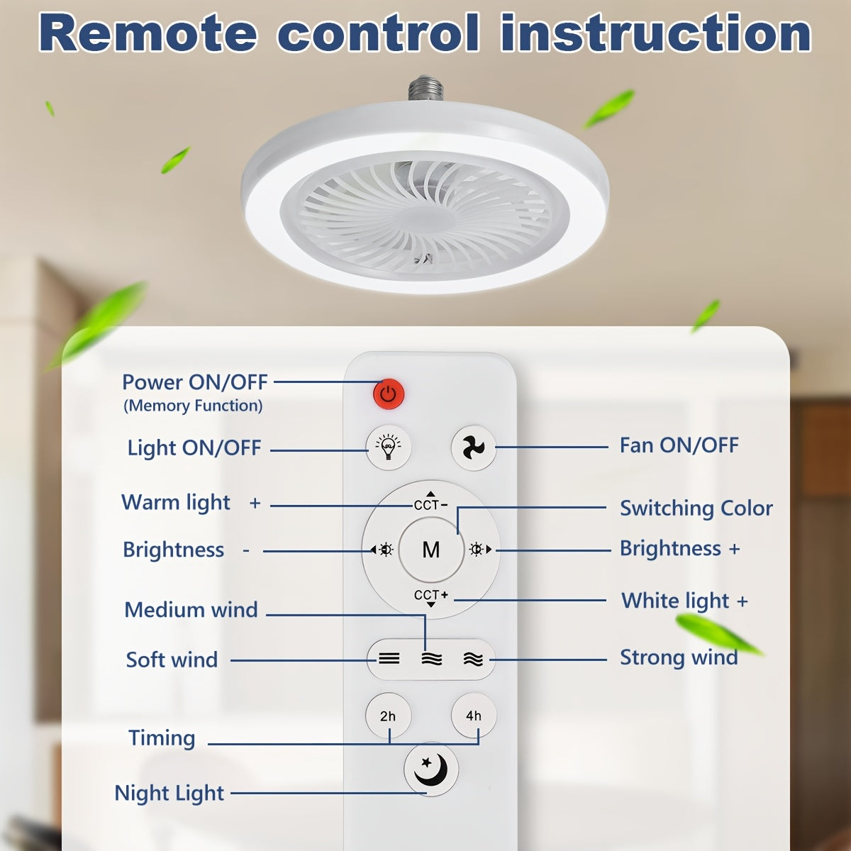 LED Slim Ceiling Fan Light – Dimmable and Quiet