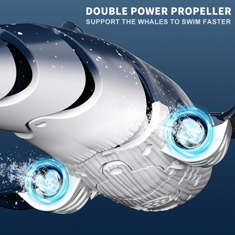 1:18 Scale RC Whale Shark with 360° Rotation, 180° Flexibility, Splashing LED Light, Programmable Cruise Control - USB Rechargeable, Ideal for Youth Summer Play and Birthday Gift