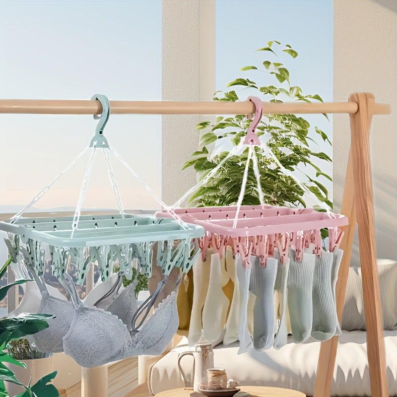 Foldable Drying Rack with Clips – Space-Saving and Practical for Small Laundry