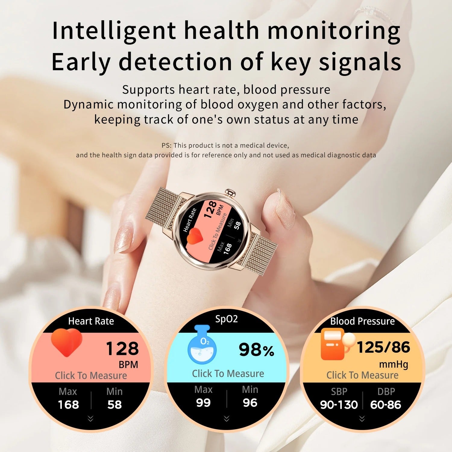 Ladies Smartwatch Smart Gold – Luxury Sports Watch Stainless Steel