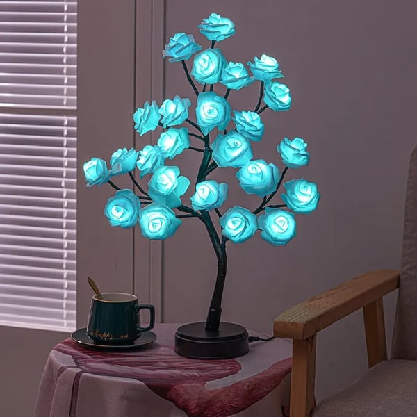 Rose Flower Tree Lamp - Elegant LED Table Lamp | Table Lamp with Rose Blossom | Adjustable LED | Dimmable Ambient Lighting | Plastic | IP66 | Unique Design | Romantic Table Lamp | Decorative Lighting | Modern Elegance