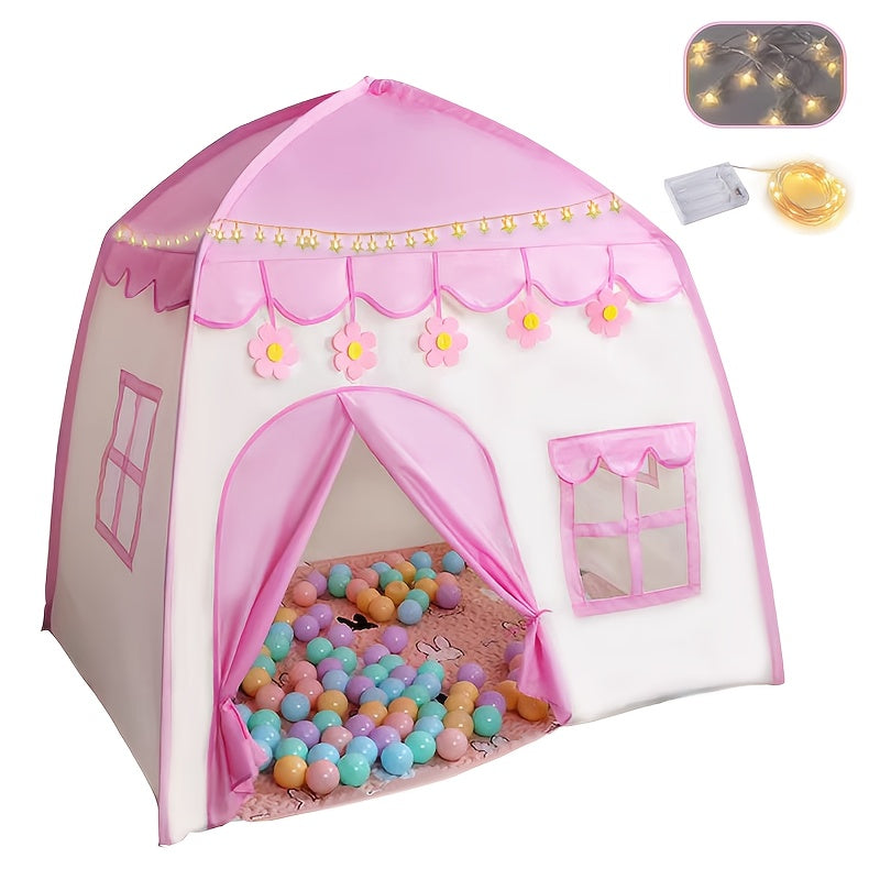 Flower Princess Tent for Children – With Star Lighting and Toy Accessories