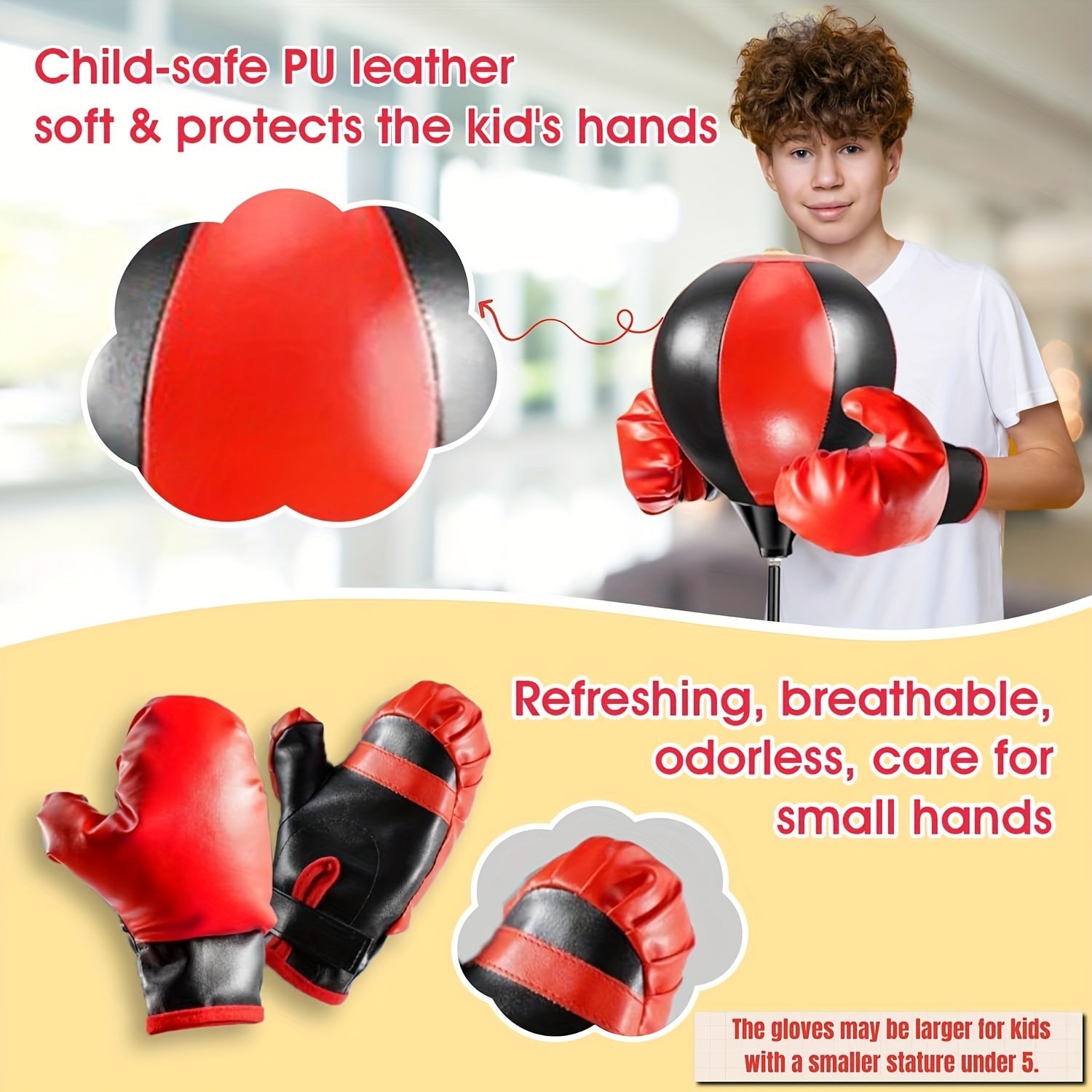 Junior Punch Bag - Adjustable Punch Bag with Gloves for Children