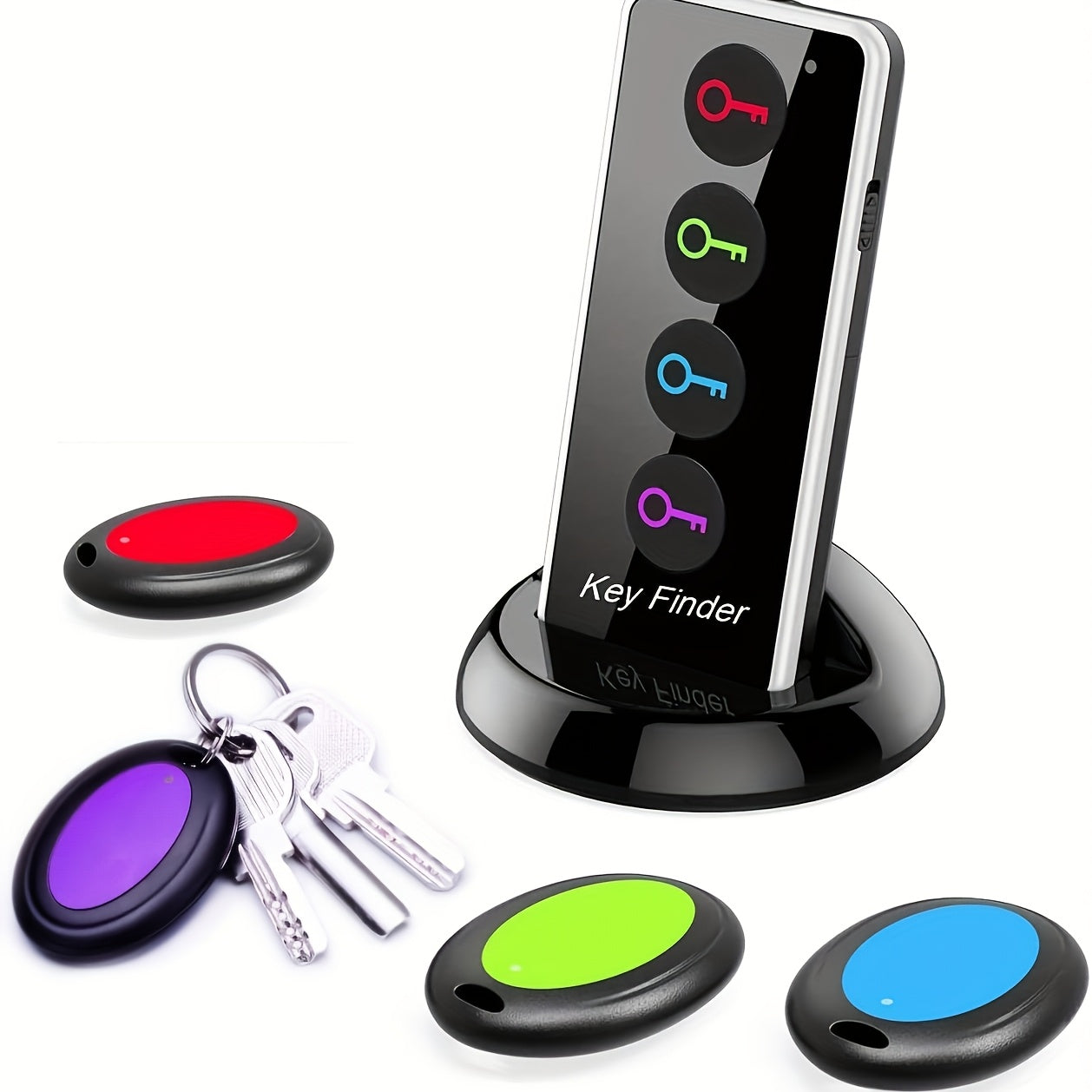 Key Finder with 4 Receivers – LED Torch & Portable Design