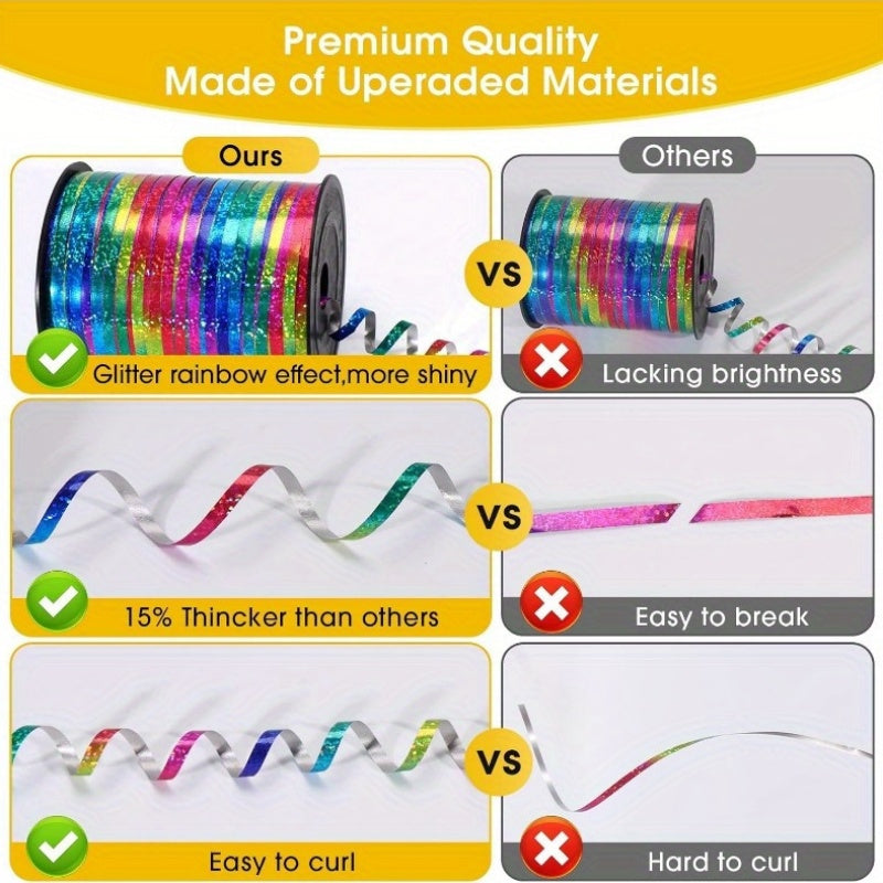 Holographic Curling Ribbon Set – Perfect for Party Decorations and Gift Wrapping