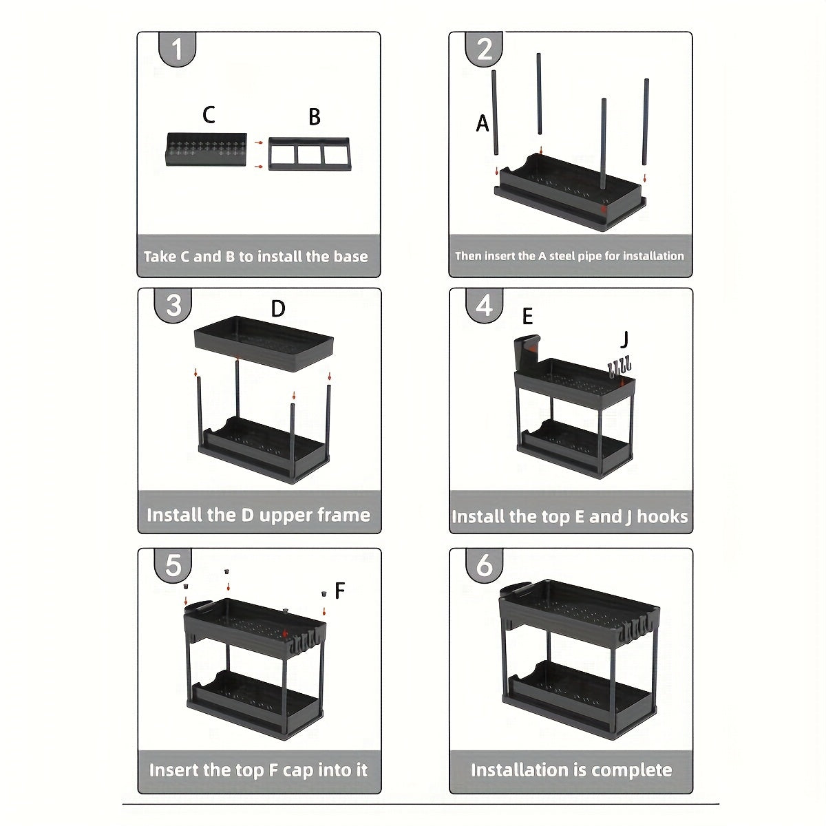 2-Tier Organiser with Hooks and Cup – Smart and Stable Storage System for Under Sink or Worktop