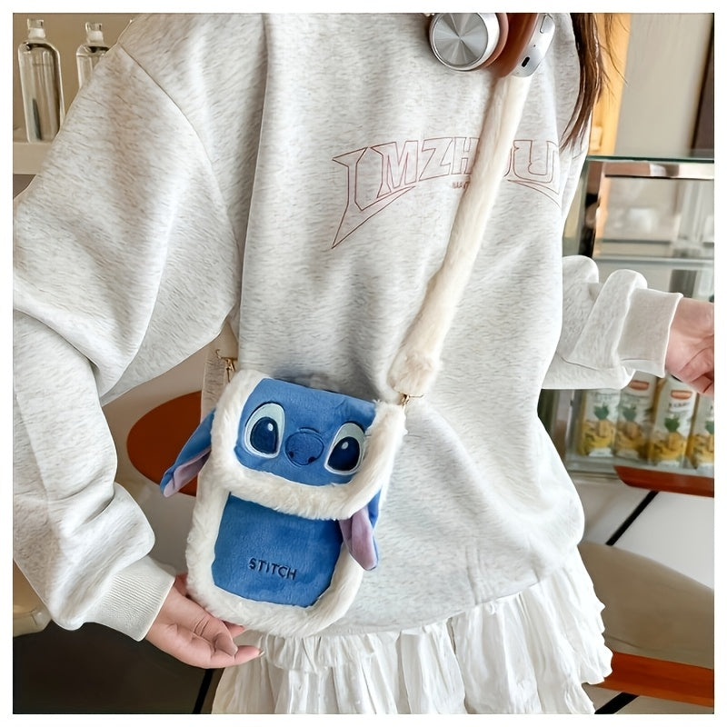 Cute Stitch Crossbody Bag – With Fur and Embroidered Design for Daily Use