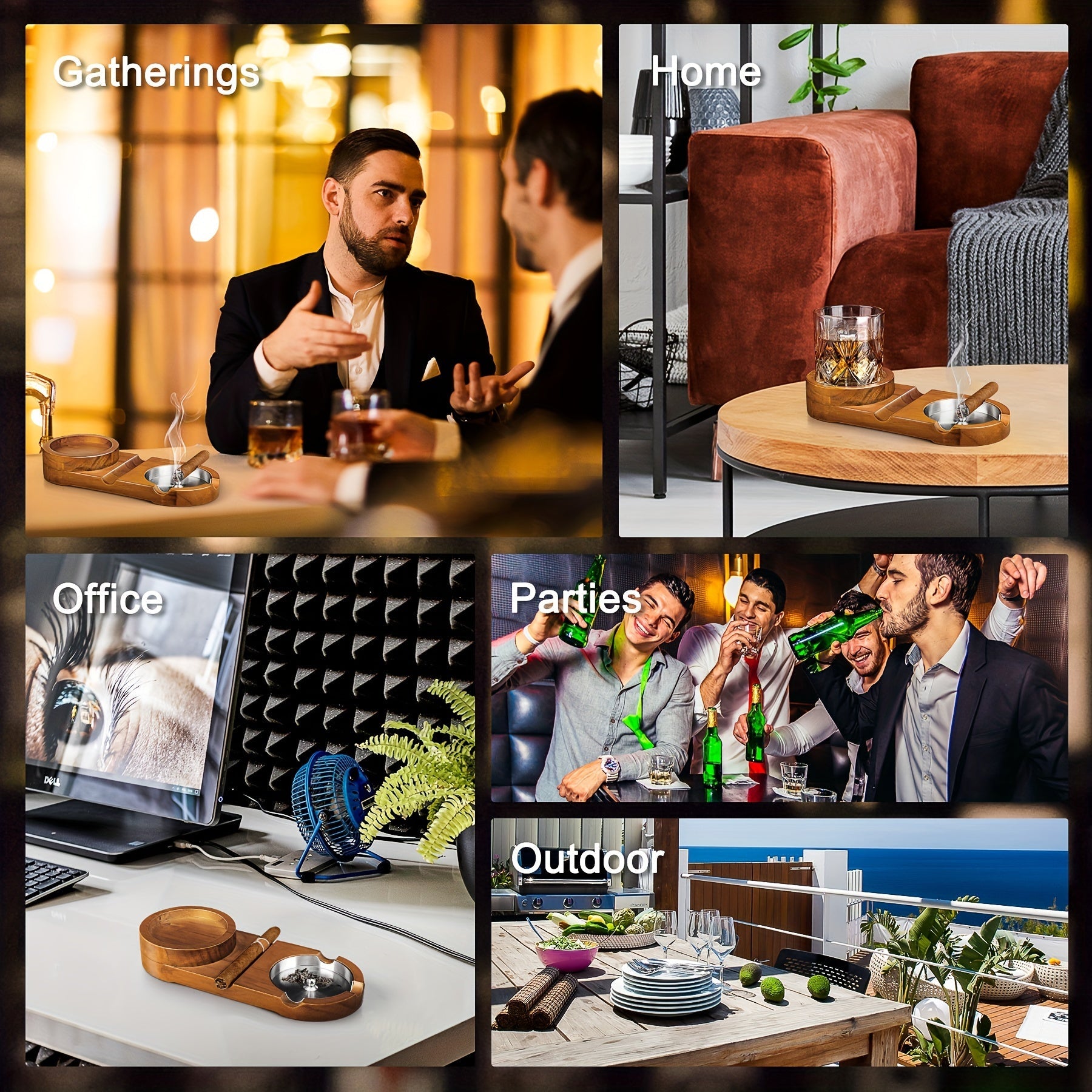 Creative Cigar Ashtray and Whiskey Glass Tray - The Perfect Father's Day Gift or Corporate Present