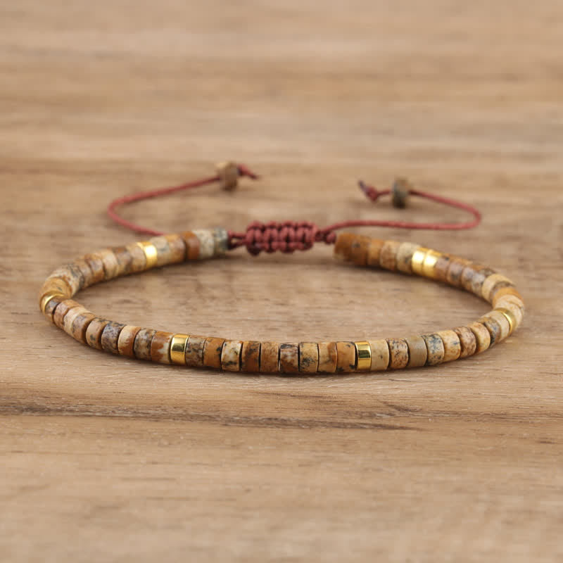 Braided Bracelet with 2.4 mm Natural Stone Beads – Seraphina