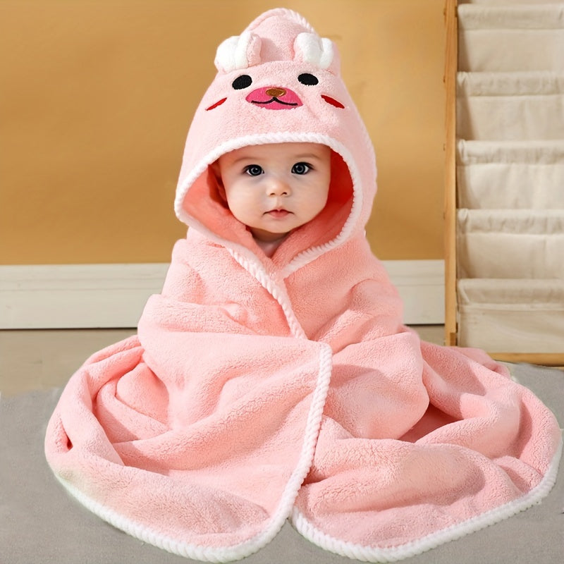 Soft Children's Hooded Towel with Animal Design - Absorbent and Comfortable
