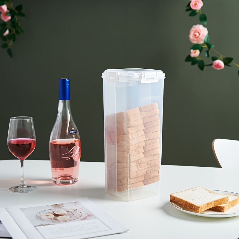 Transparent Bread Box with Airtight Lid - Freshness Preservation and Slicing Guide