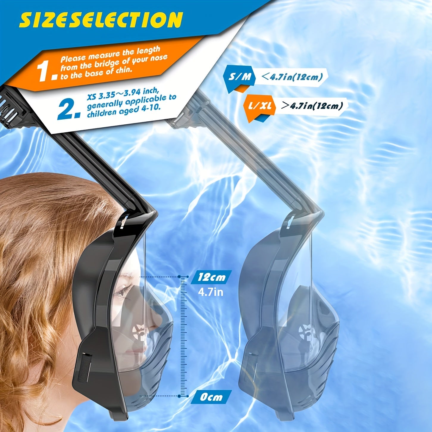 Full Face Snorkel Mask – 180° Panoramic View and Camera Mount for the Perfect Underwater Experience