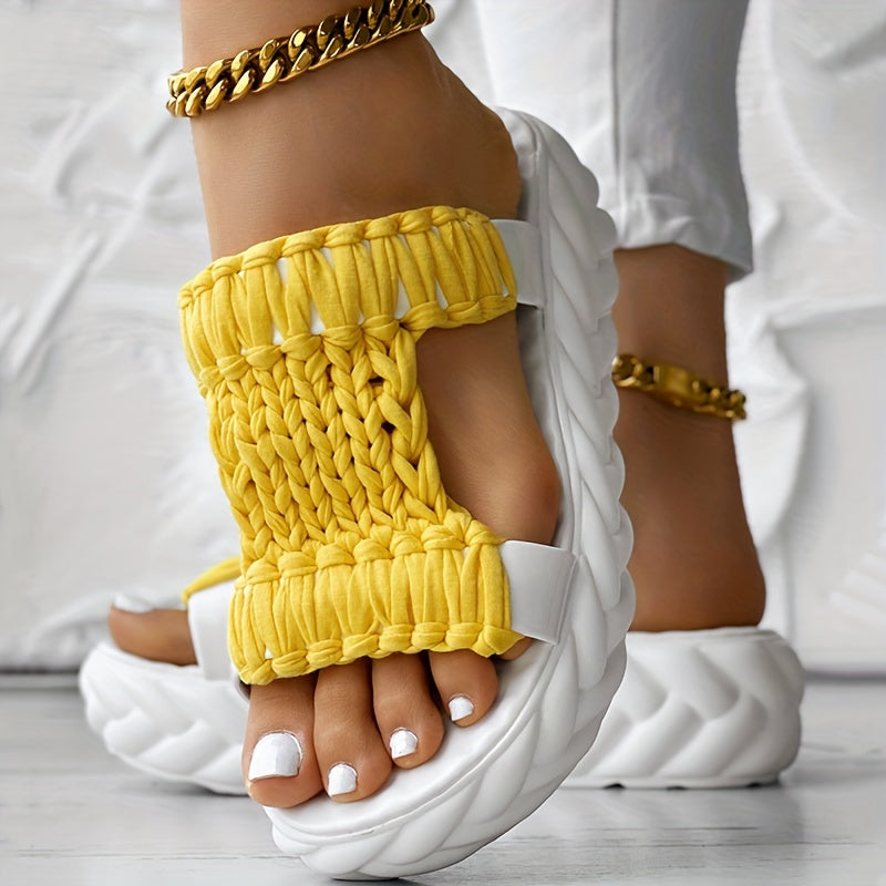 Comfortable Ladies Sandals with Woven Upper and Platform Sole
