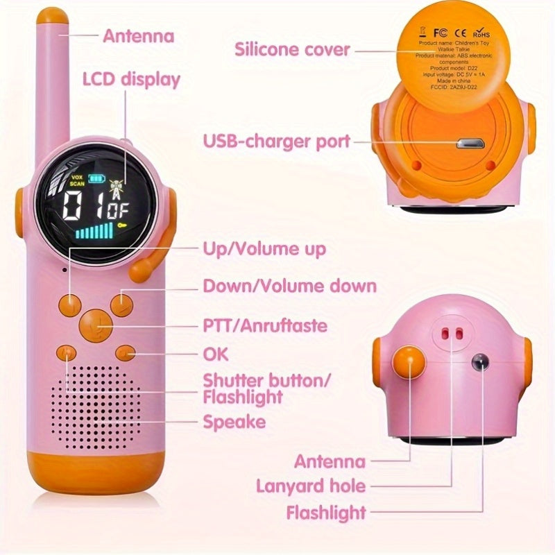 Children's Walkie-Talkies Set – 3-Mile Range & Rechargeable Battery