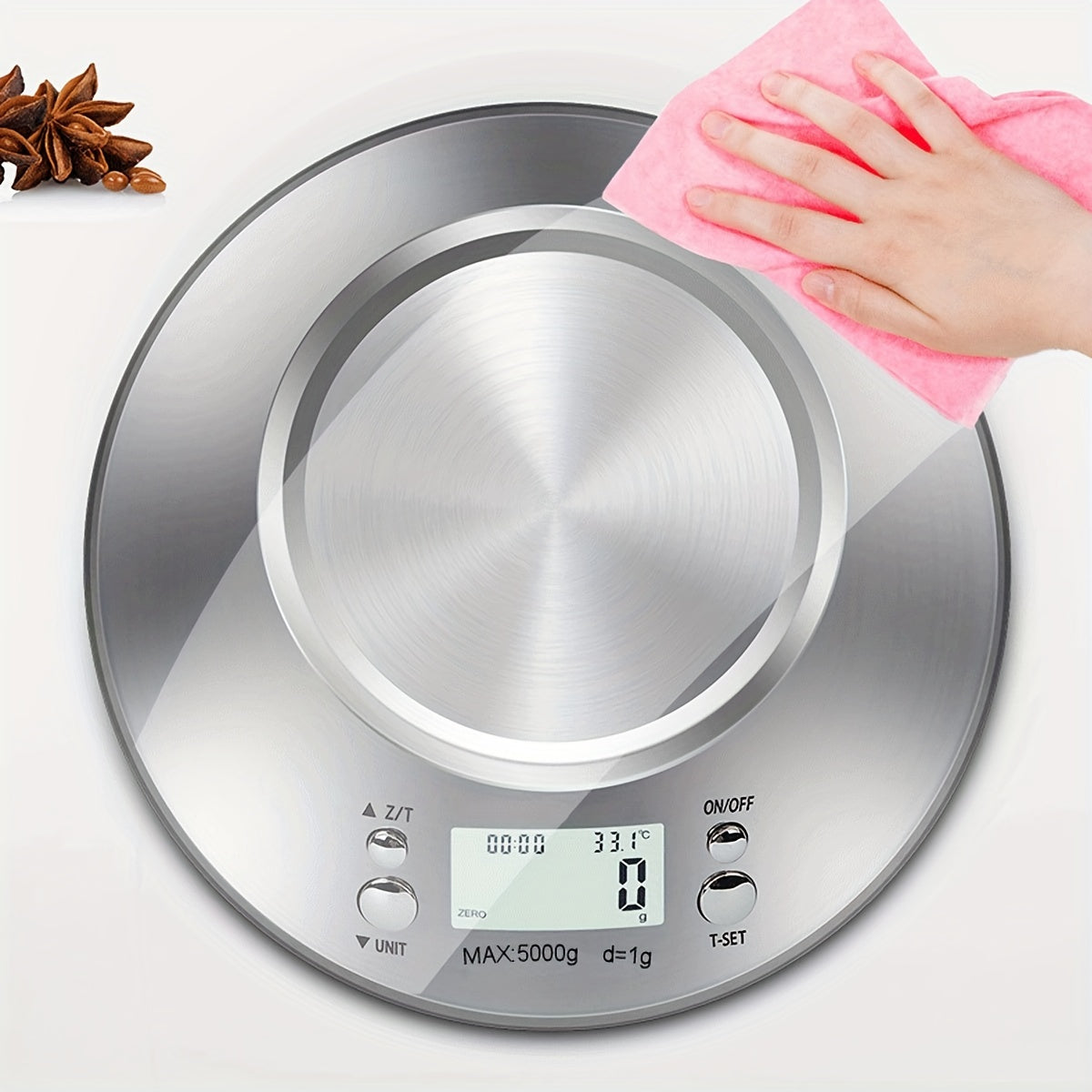Digital Kitchen Scale with Stainless Steel Bowl – Precision with Temperature Sensor and Timer Function for Baking and Cooking