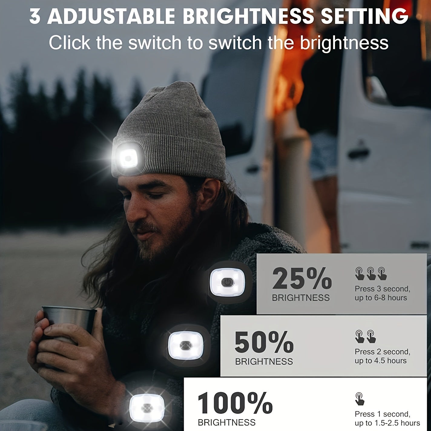 Unisex Beanie with LED Light – Convenient Lighting for Evening Walks