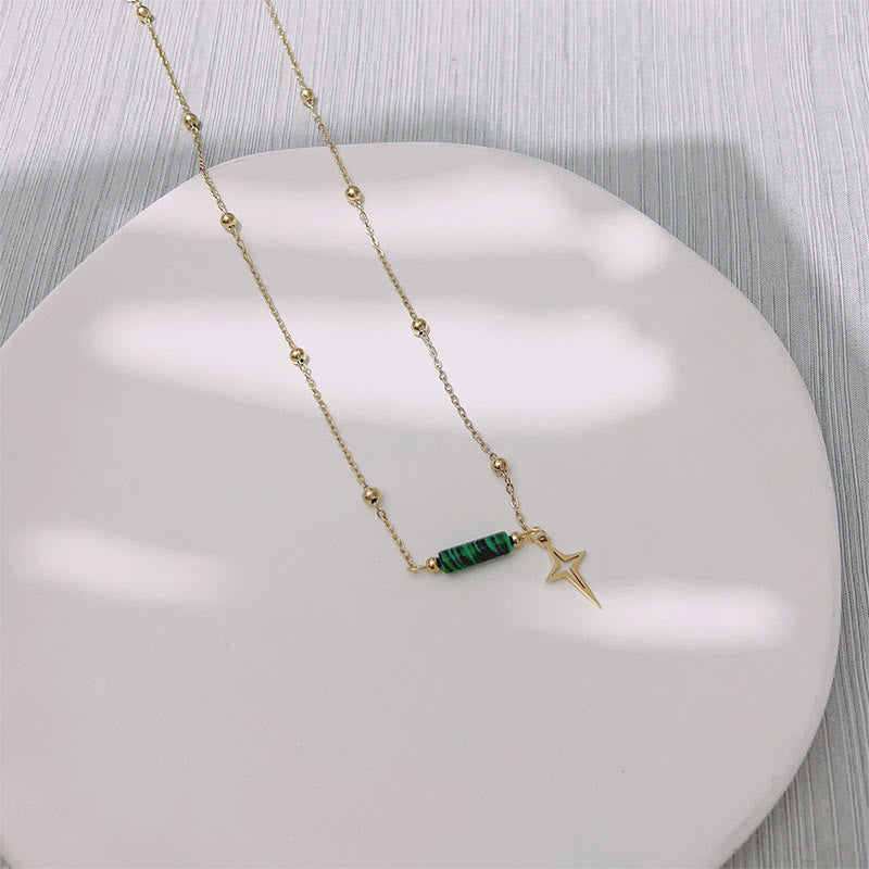 Natural Malachite Star Pendant Earrings, Necklace and Bracelet – Maria