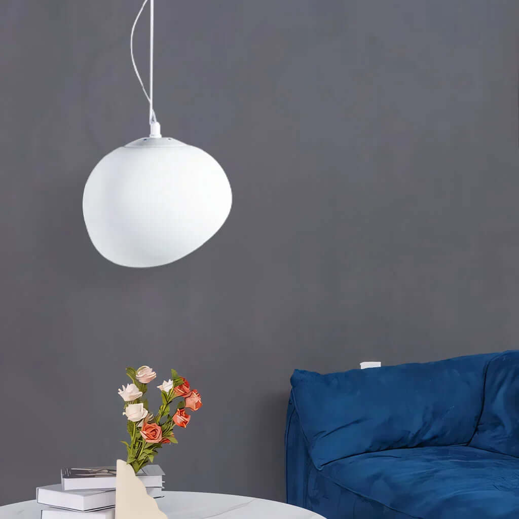 White Pebble Pendant Light - Modern & Minimalist