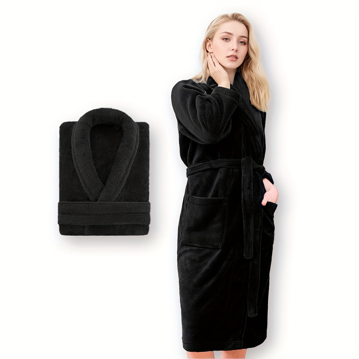 Luxury Unisex Coral Fleece Bathrobe – Ultra Soft and Warm for Your Comfort