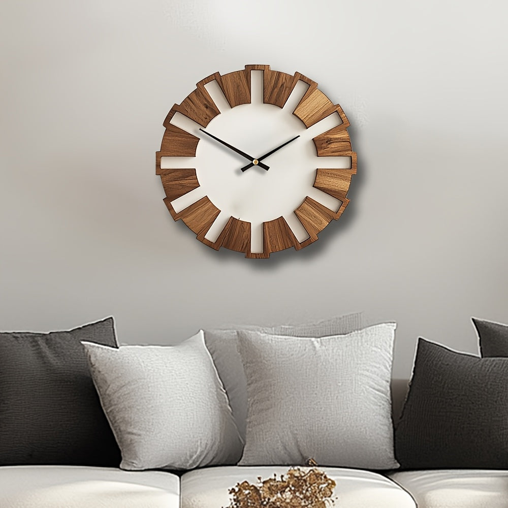 Rustic Wooden Wall Clock with Silent Movement – Timeless Design for Living Room, Office, and Bedroom