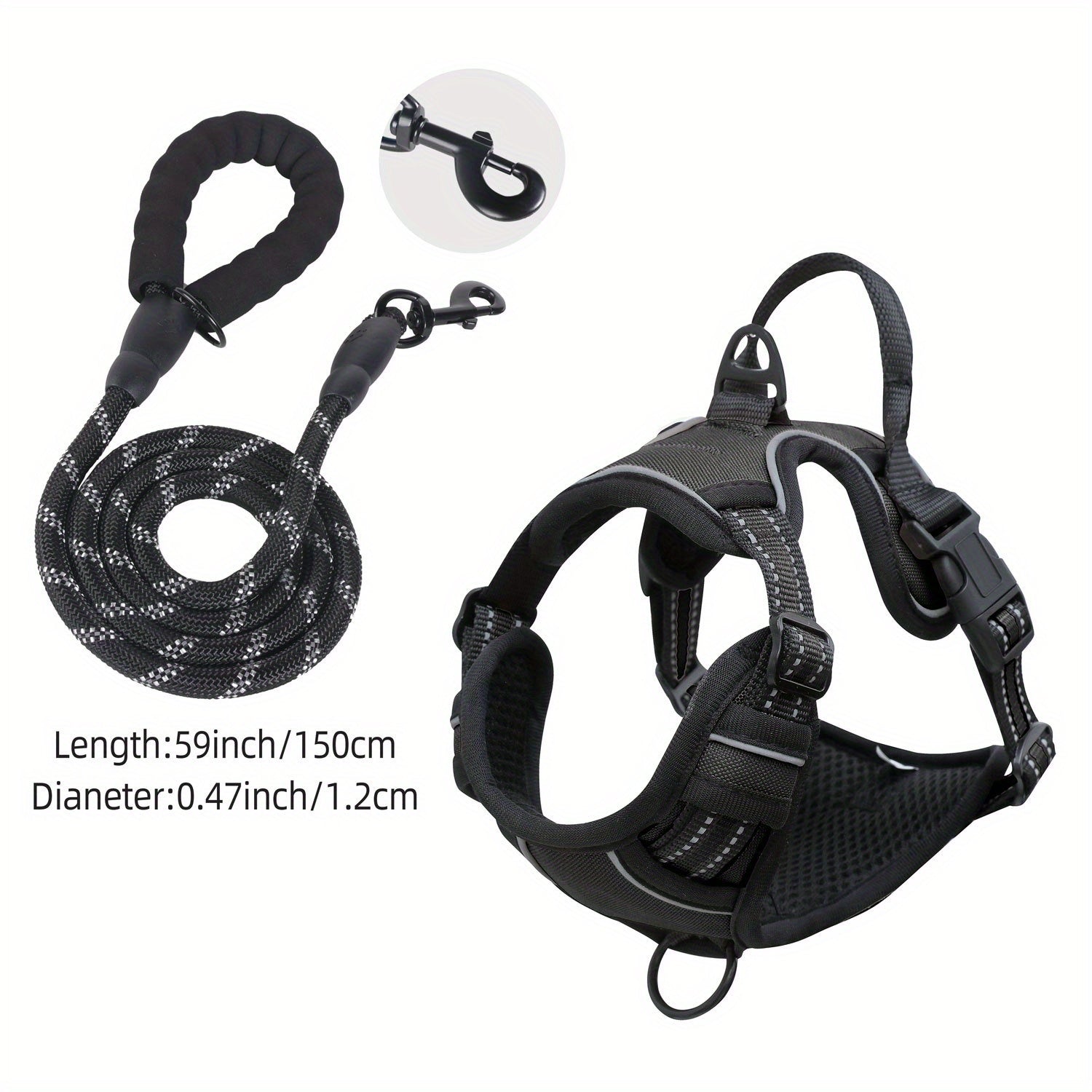 Reflective Dog Harness with Leash Set - Adjustable and Safe for Walking and Training