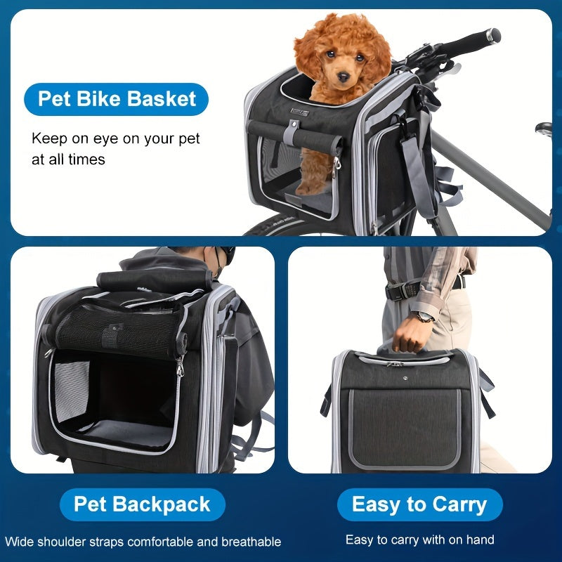 Expandable Pet Bicycle Basket – Comfortable and Safe for Small Dogs and Cats