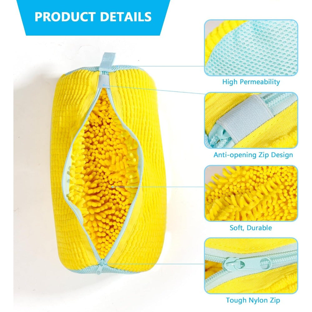 Yellow Shoe Washing Bag with Chenille – Safe and Careful
