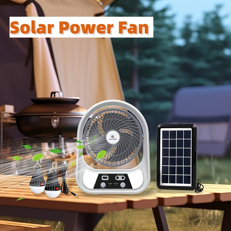 Portable Solar Energy Fan and Night Light – Multifunctional and Rechargeable