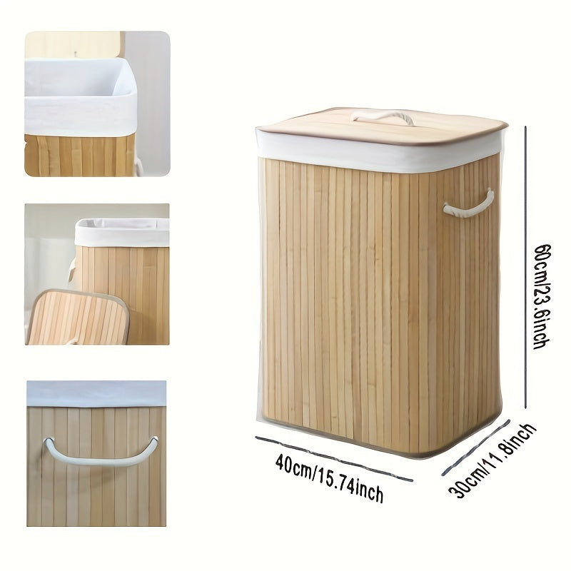 Bamboo Laundry Basket with Lid and Handles – Naturally Space-Saving Storage