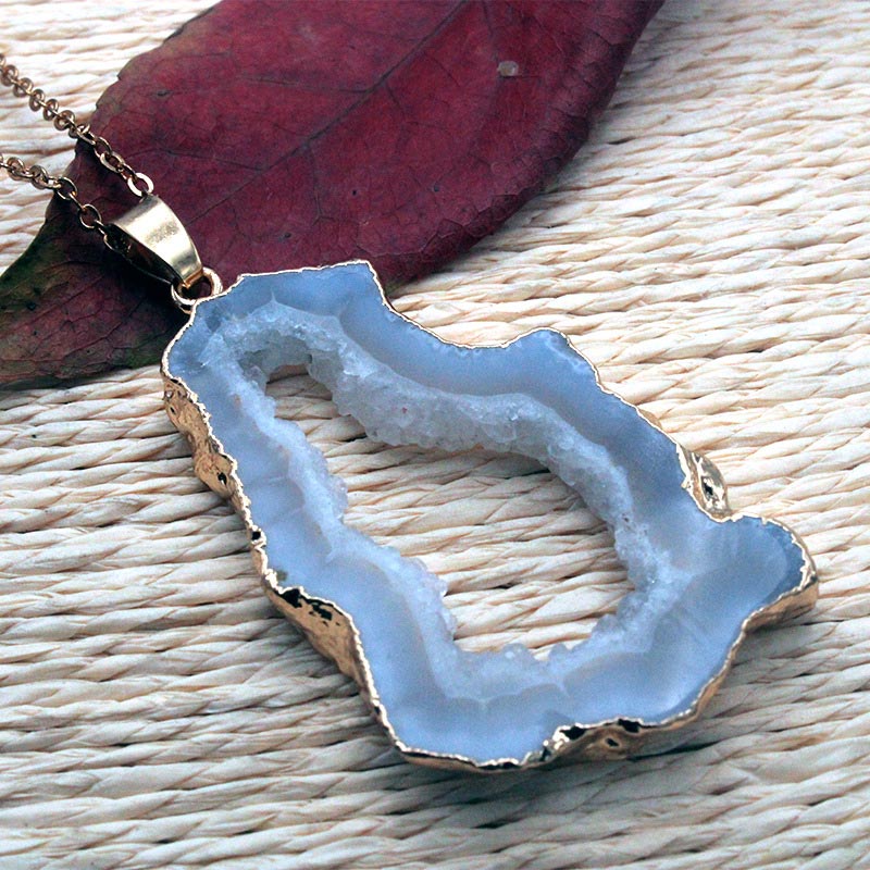 Natural Crystal Geode Pendant – Gaia