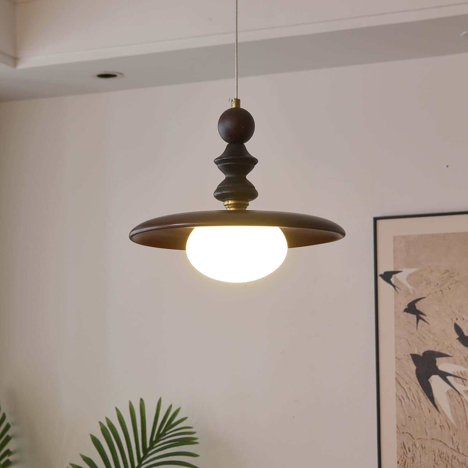 Pendant Light with Wooden Accents