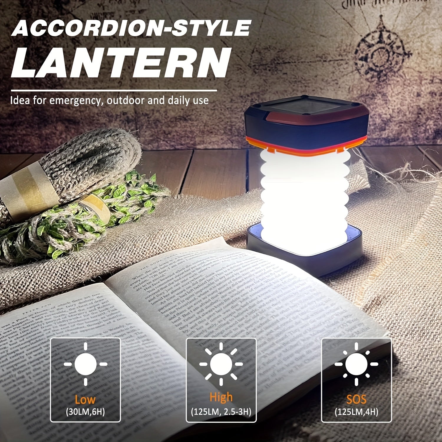 Foldable Camping Lamp - Rechargeable LED Light for Outdoor Activities and Emergencies