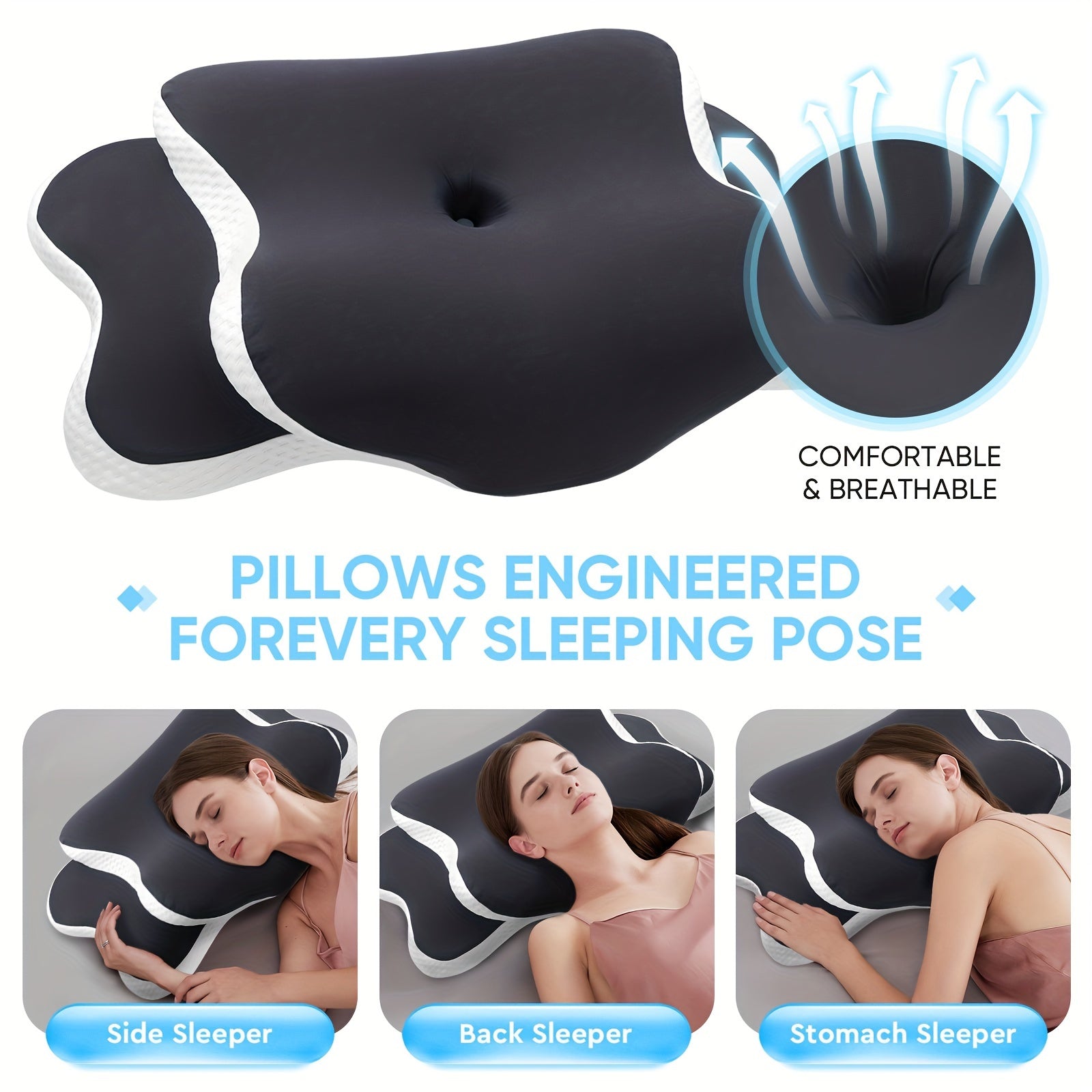 Ergonomic Memory Foam Neck Pillow – For Optimal Comfort and Support During the Night