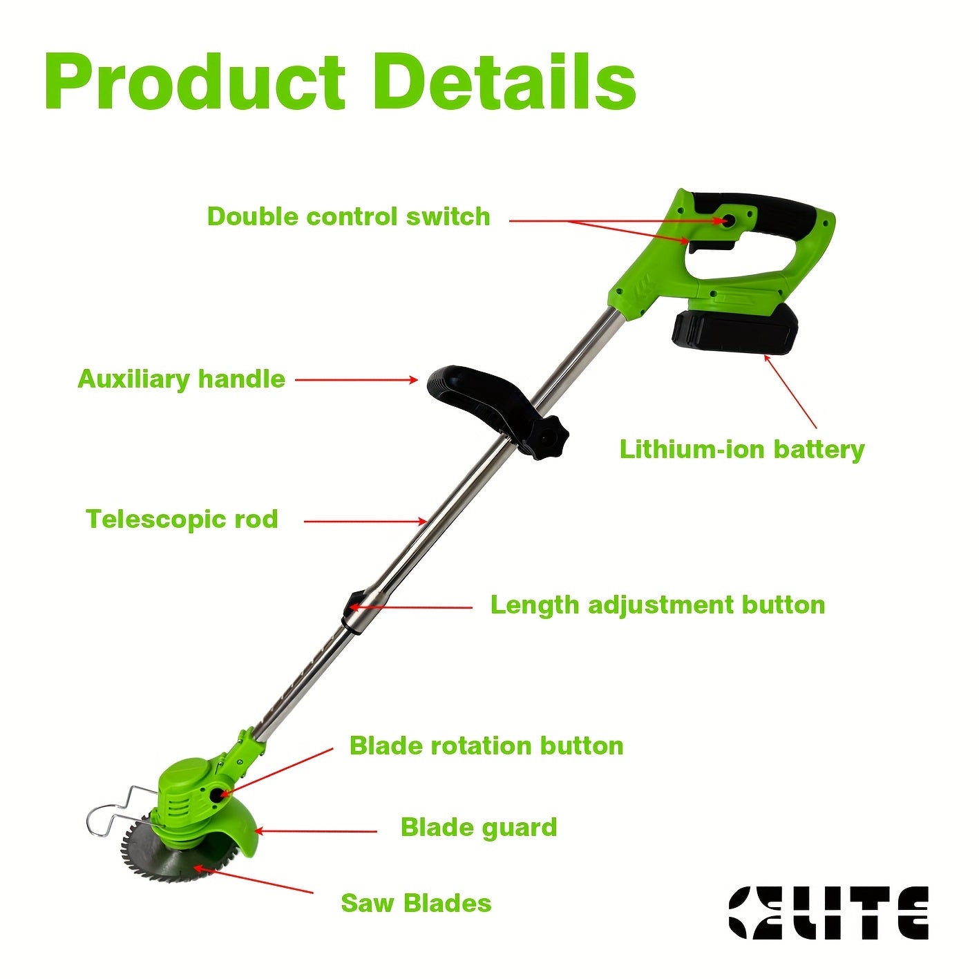 Portable Lithium Wireless Electric Lawn Mower – Adjustable & Rechargeable