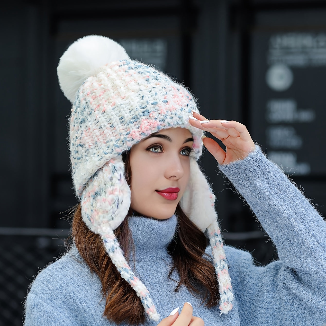 Olivia Warm Winter Hat – Knitted Hat with Fleece and Ear Flaps