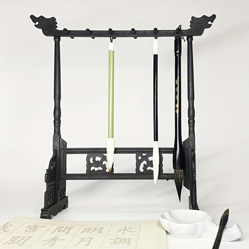 Elegant Traditional Calligraphy Brush Rack – Handmade with 12 Slots