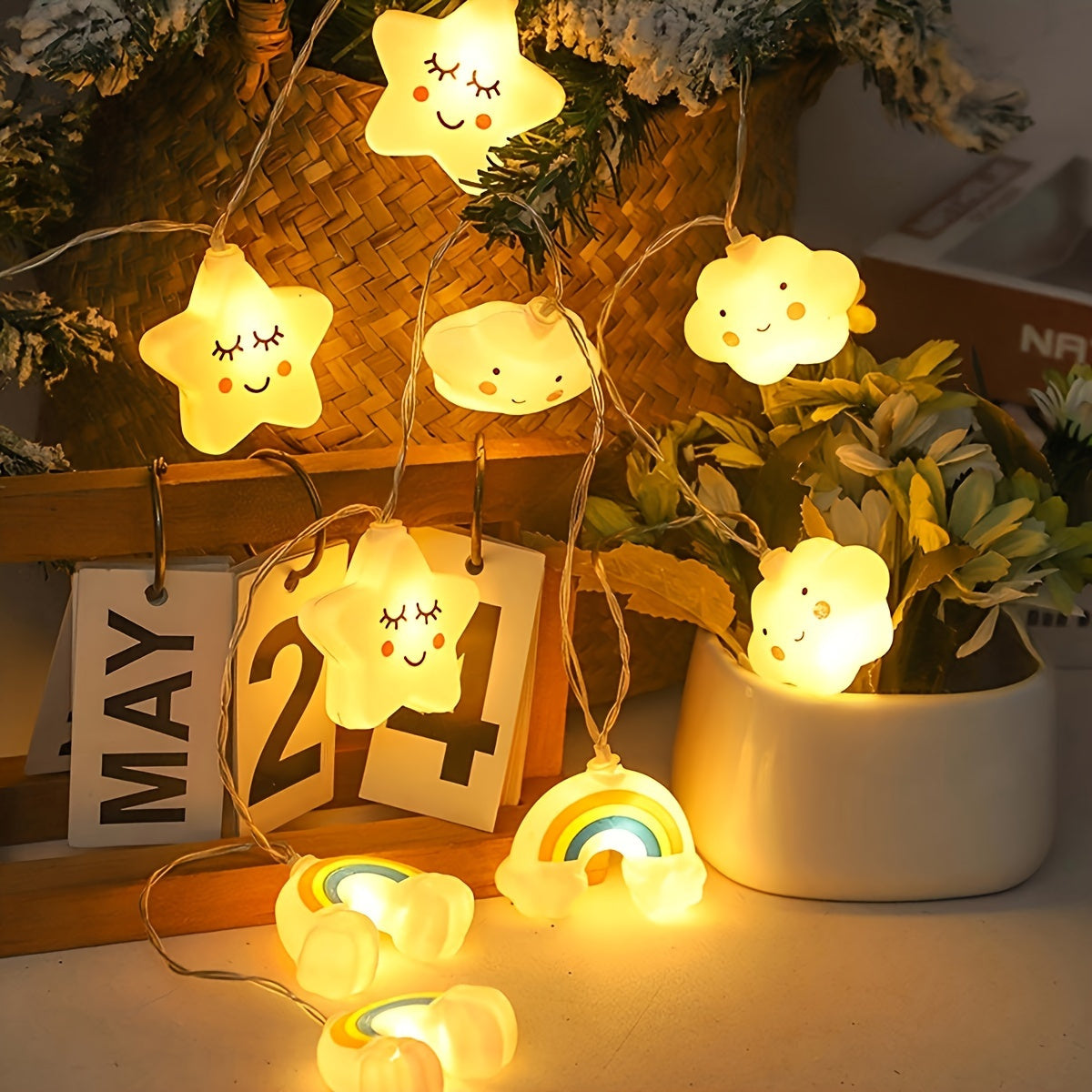 Magical LED String Lights – Star, Cloud and Rainbow Designs for a Cheerful Atmosphere