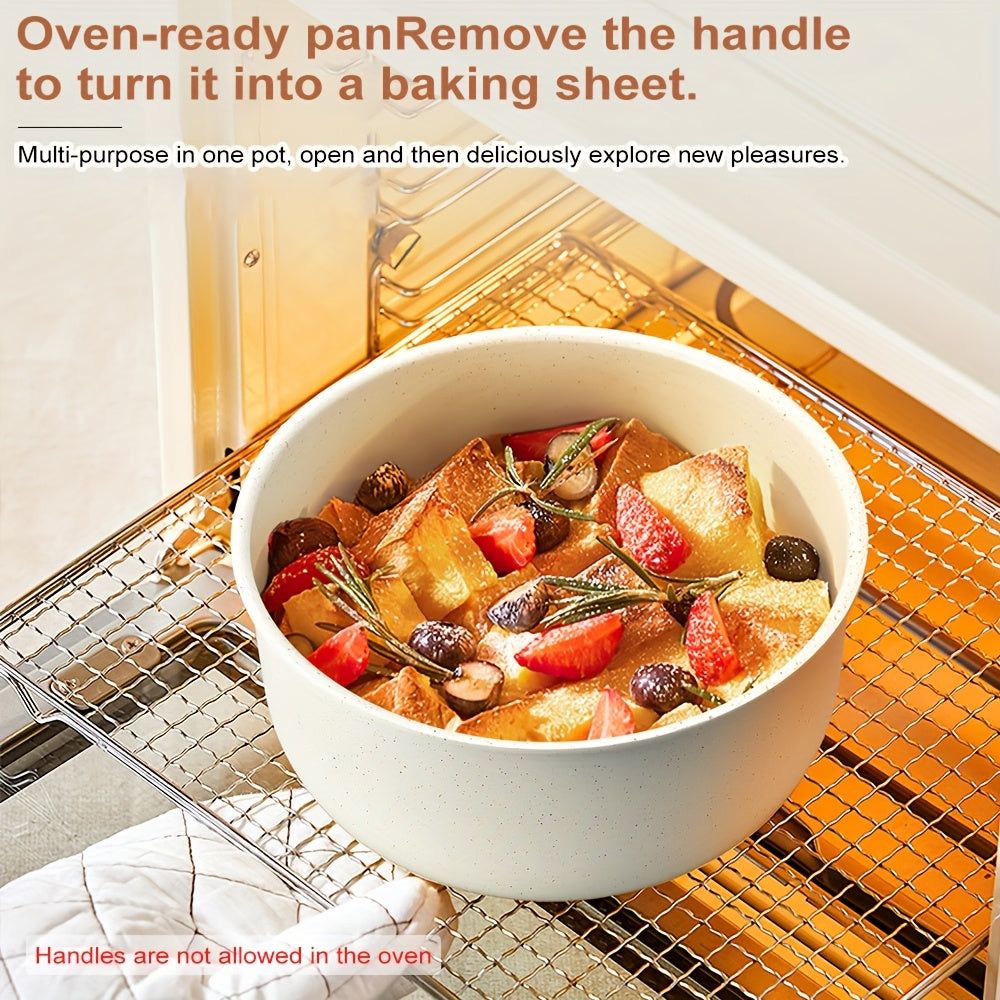 17-Piece Ceramic Cookware Set – Including Removable Handles and Deep Frying Pan