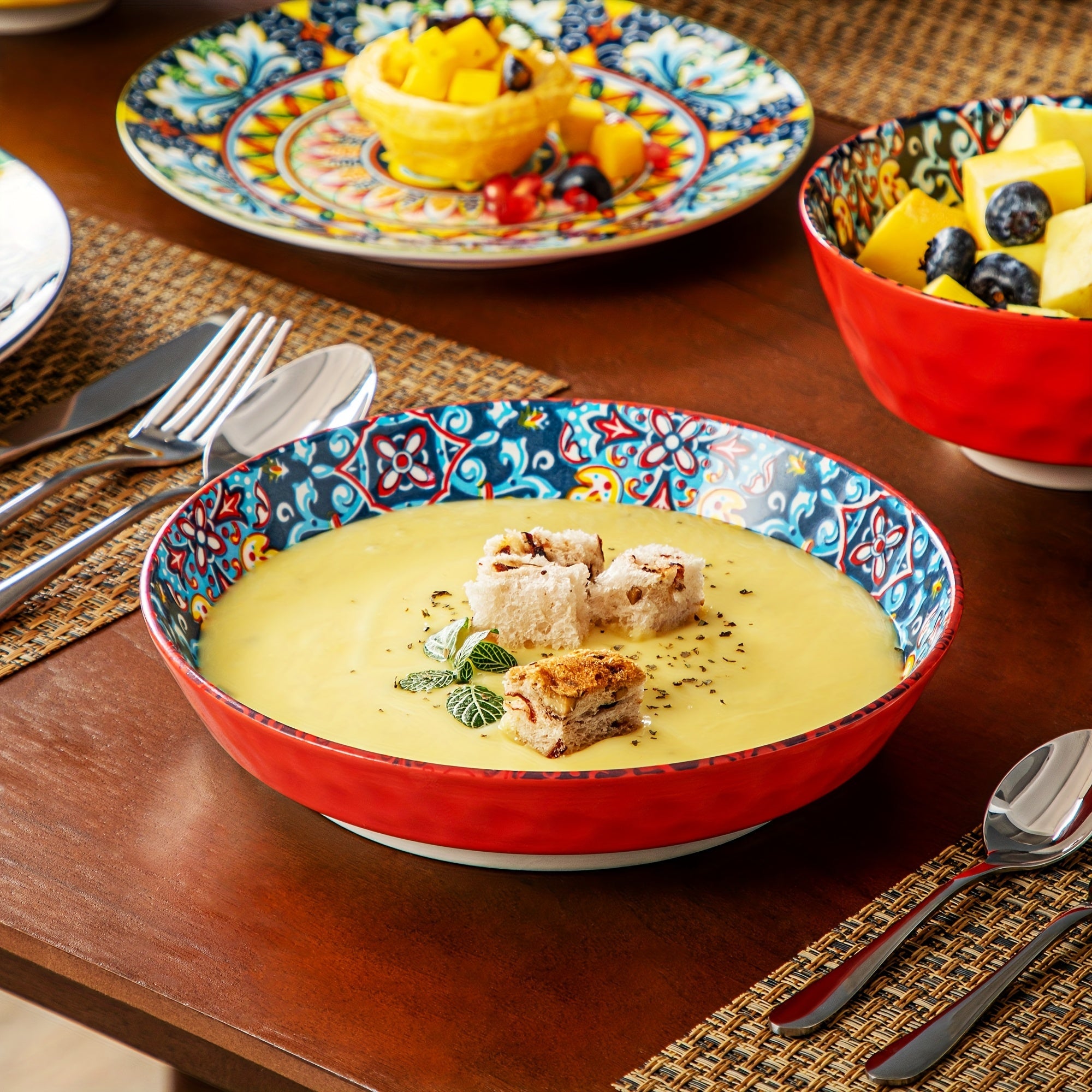 24-Piece Dinner Set – Stoneware in Bohemian Style