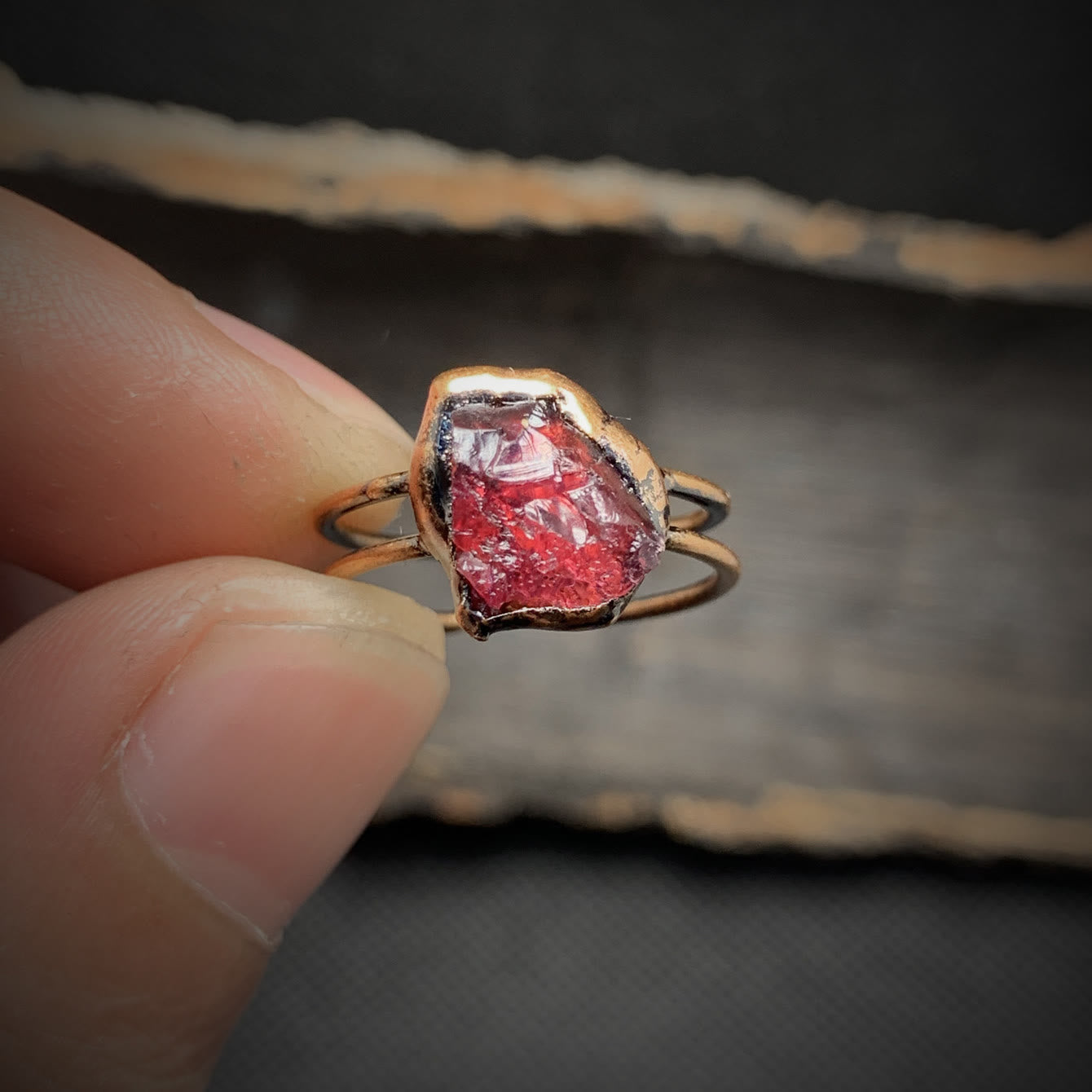 Natural Raw Stone Birth Ring – Selina