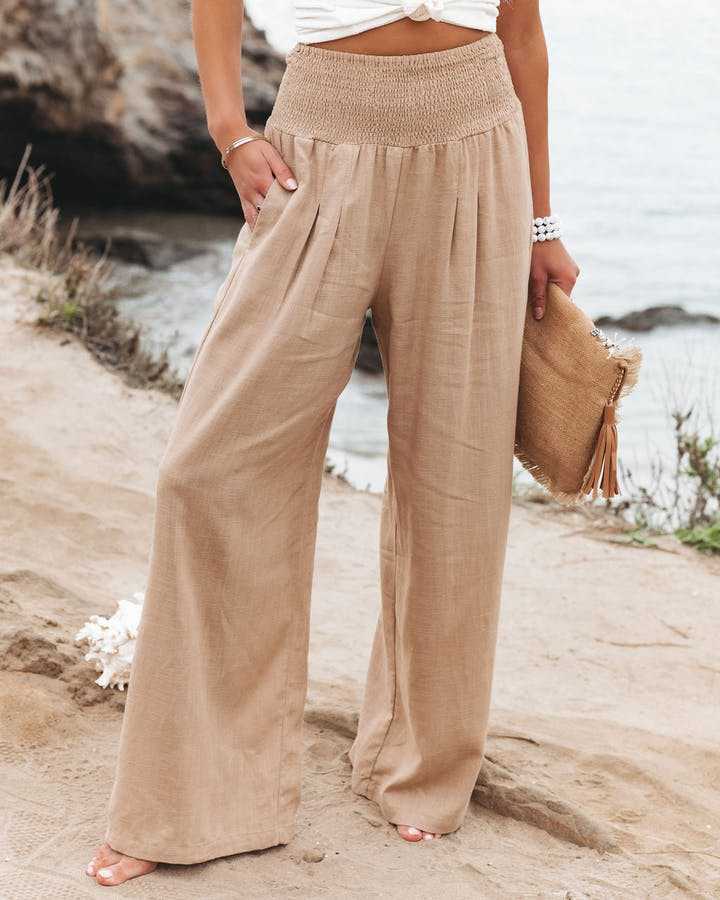 Lily Flowing Beach Trousers with Wide Legs