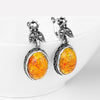 Retro Flower Earrings with Amber - Nora