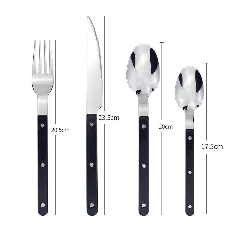 24-Piece Stainless Steel Cutlery Set with Engraved Design – BistroLine
