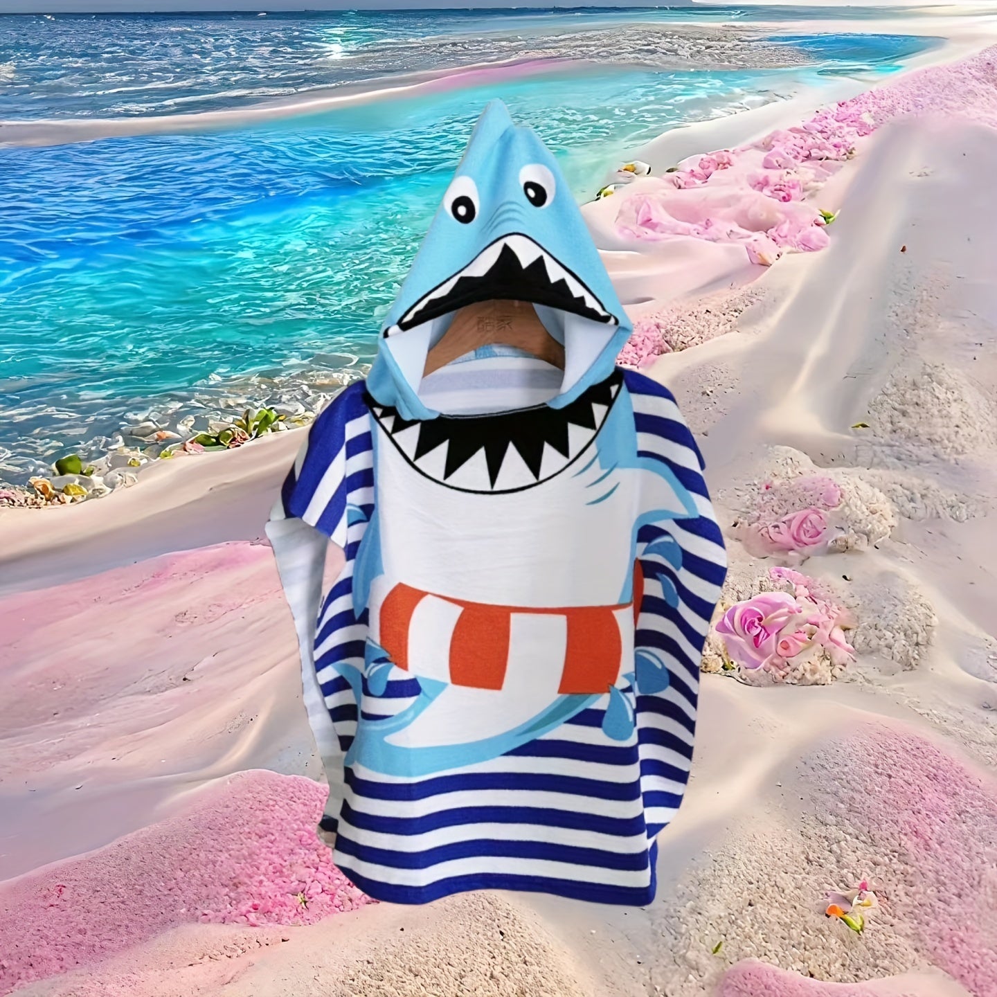 Cartoon Dinosaurs and Pirates Beach Towel for Children – Soft Hooded Bath Cape