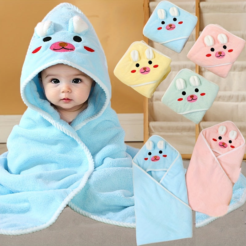 Soft Children's Hooded Towel with Animal Design - Absorbent and Comfortable