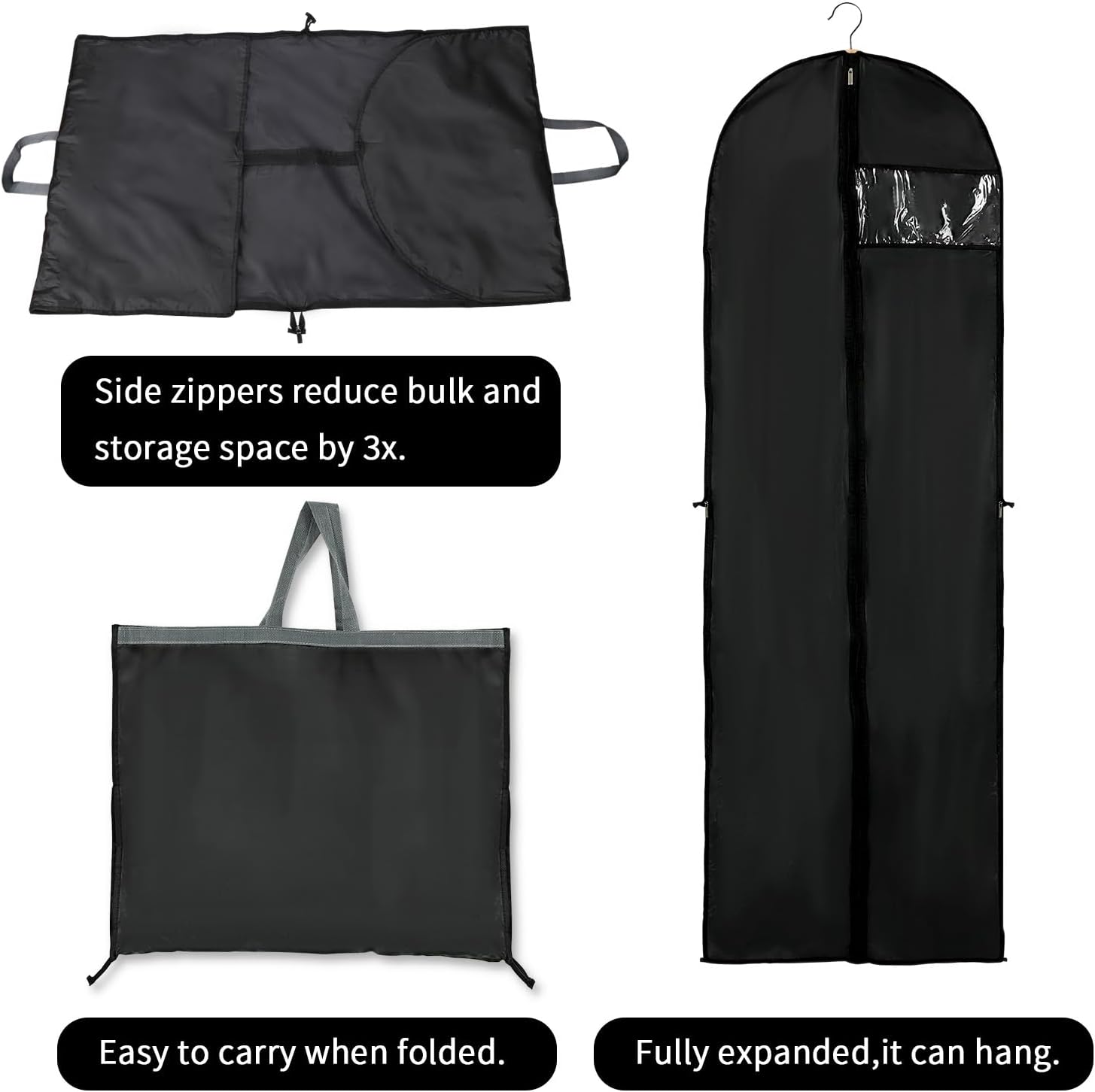 Long Dress Storage Cover – 180 cm Garment Bag with Zip and Viewing Window (Buy 1, Get 1 FREE)