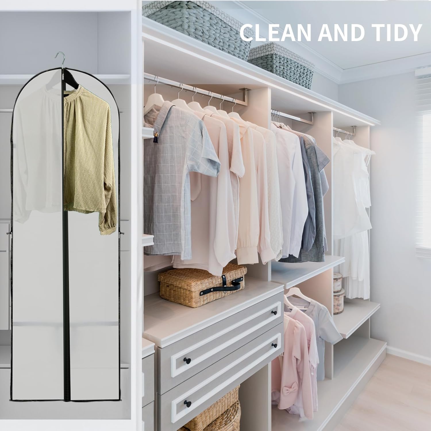 Long Dress Storage Cover – 180 cm Garment Bag with Zip and Viewing Window (Buy 1, Get 1 FREE)