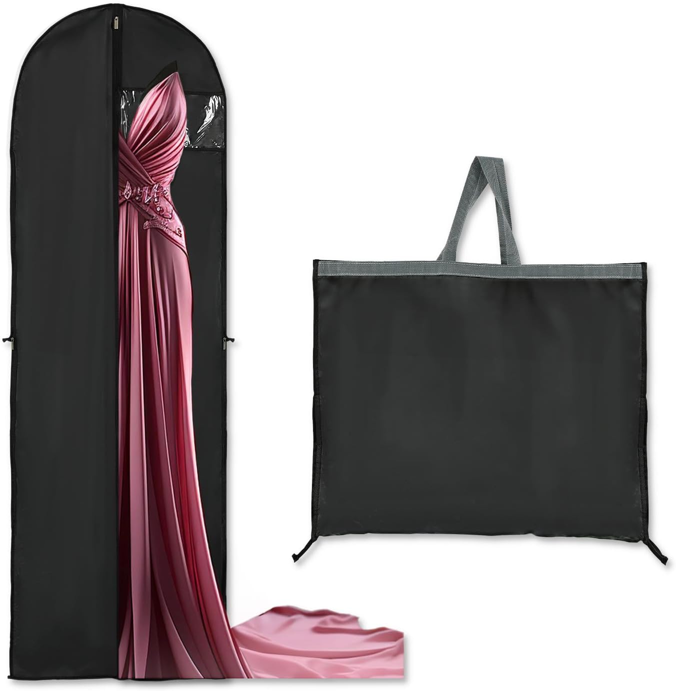 Long Dress Storage Cover – 180 cm Garment Bag with Zip and Viewing Window (Buy 1, Get 1 FREE)