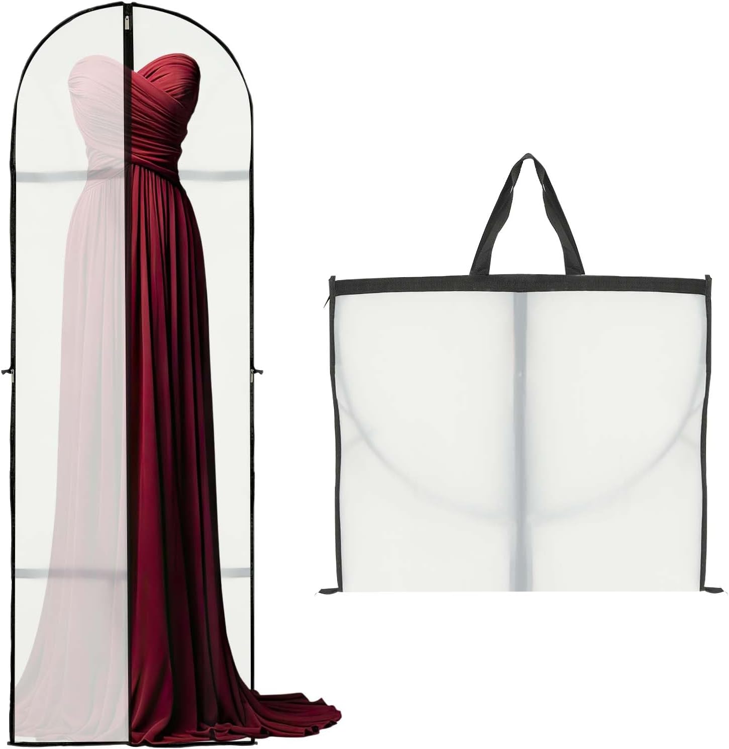 Long Dress Storage Cover – 180 cm Garment Bag with Zip and Viewing Window (Buy 1, Get 1 FREE)