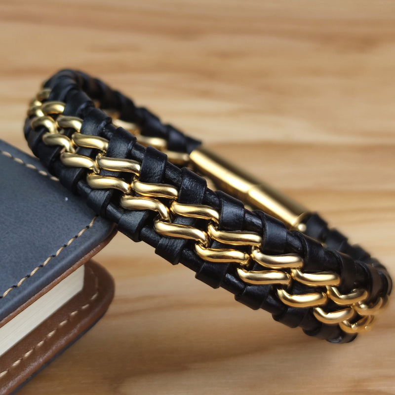 Leather Link | Men's Genuine Leather Chain Bracelet
